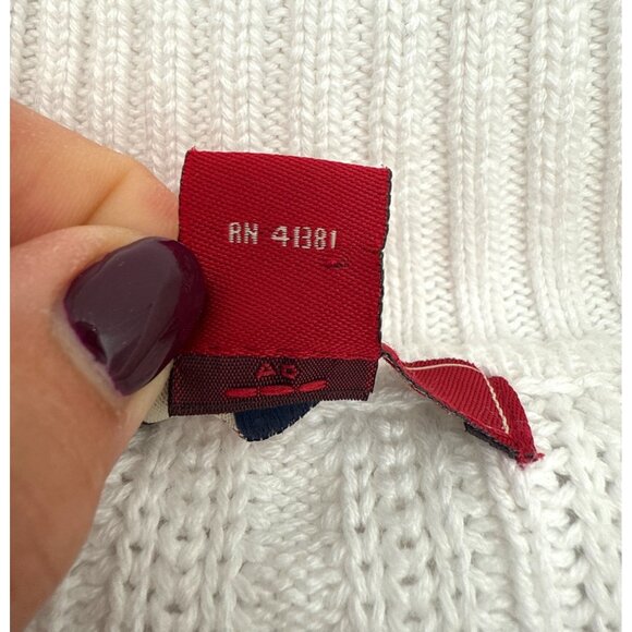 Chaps Denim Womens White Ribbed Cardigan Sweater XL 100% Cotton Button Front - Picture 5 of 13